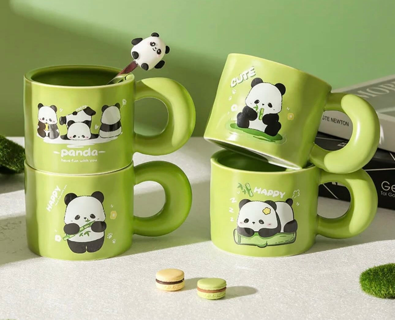Green panda mug